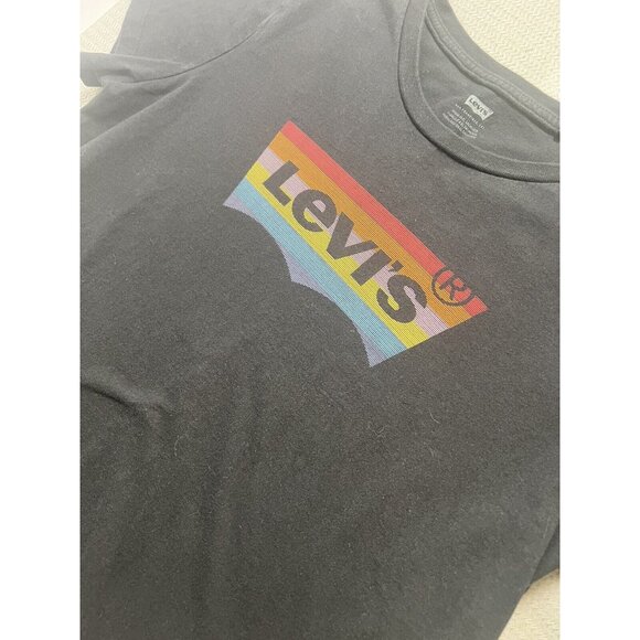 Girls Levi’s T-shirt size‎ Large Black Multi-colored Logo Red Tab - Picture 2 of 9